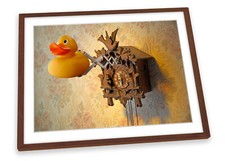 Rubber Duck Cuckoo Clock Yellow FRAMED ART PRINT Picture Poster Artwork
