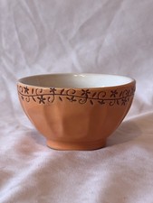 Peach Ceramic Bowl Floral Vine