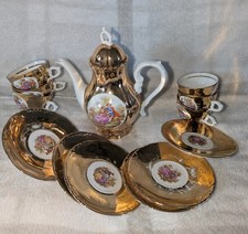 Vintage 1940’s Bondware Fine China 13 Piece Gold Plated Tea Espresso Coffee Set