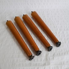 4 x Dansette Wooden Legs Vintage Retro 23.5cm Tapered Brass Feet 1960s MCM