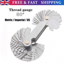 Stainless Steel Thread Pitch Gauge Blade Metric Imperial US Screw Measuring Tool