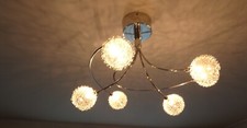 Litecraft Allium Semi Flush Ceiling Light 6 Arm Wire Ball Shades & 3 Wall Lights