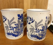2 MUGS Pair of blue & white