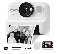 HiMont Kids Camera Instant Print, 1080P 32GB Card, 3 Rolls Paper, Selfie Digital