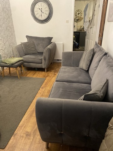 Grey velour sofa - velour, and