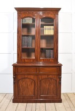 Victorian Mahogany Secretaire Bookcase | Glazed Doors, Fitted Interior