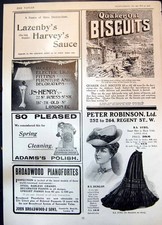 Old Quaker Oat Biscuits Lazenbys Harveys Sauce Broadwood Pianos 1906 20th