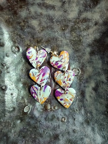 Triple tiny heart polymer clay - heart,