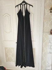 Beautiful Pearce Fionda Black With Silver Bead Trim Evening Dress Size 16