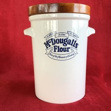 Large Vintage Ceramic McDougalls Flour Bin With Handles  Excellent Condition