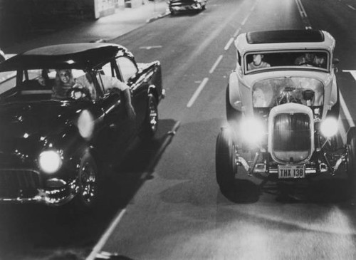 Harrison ford races his 1955 - ford,