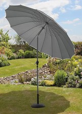 Garden Parasol 2.7 Meter Patio Shade Steel Ribs Steel Pole Crank Tilt Grey - NEW