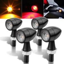 4PC Motorcycle LED Turn Signal Light Indicator Blinker Brake Amber Red Bullet