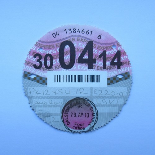 Road tax disc april 2014 - uk,
