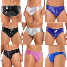 Mens Faux Latex Shiny Bikini