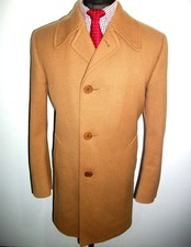 DAKS TRUE CROMBIE WOOL OVERCOAT JACKET COAT 40 Brown Military Suit TRENCH Blazer