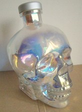 Empty Crystal head vodka Aurora Skull Head Iridescent bottle Dan Ackroyd + Cork