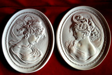 Pair Vintage Oval Plaster