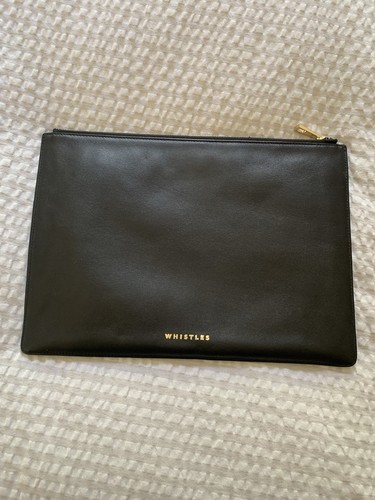 Whistles black leather clutch - black,