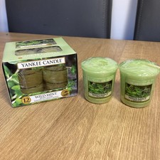 Yankee Candle Tealights x 12 boxed wild mint, 2 x votive candles bundle lot
