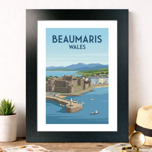 Beaumaris wales travel poster - beaumaris,,
