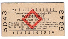 Railway platform ticket: B.T.C.: WADHURST, 1964