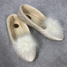 St Michael Marks & Spencer Beige Quilted Vintage Fleece Lined Slippers Size   7