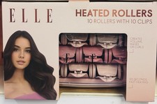 NEW ELLE HEATED ROLLERS CLIPS CREATE VOLUME WAVES OR CURLE YOUR HAIR HEATIN CASE