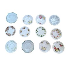 12x Bone China Saucers Vintage Mixed Brands Colours Wedding Afternoon Tea Joblot