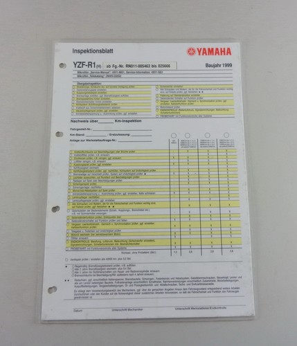 Inspection sheet yamaha yzf - inspection,