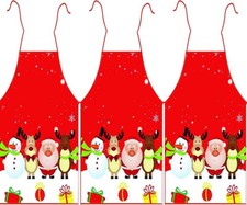 3 Pack Christmas Kitchen Cooking Aprons - Xmas Santa Snowman Theme - New