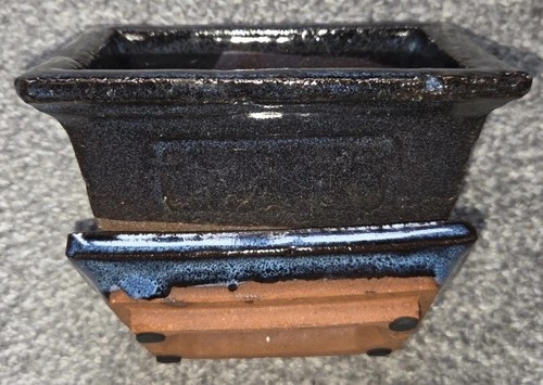 Glazed ceramic bonsai tree pot - glazed,