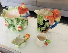 Fitz and Floyd Pottery Collection Including Large Parrot Planter and Jug 