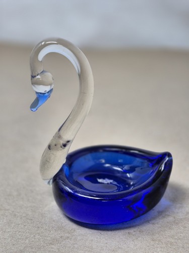 Glass swan deep blue - -, /