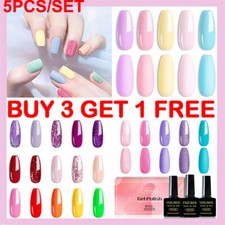 5PCS Nail Gel Polish set Soak off UV LED Colour Base Top Coat Nail Varnish UK