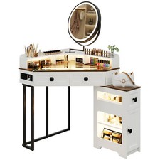 LED Lights Corner Vanity Desk