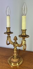 Lamp Vintage French Brass Two Arm Candelabra Light Gilded Detail LOT 4068