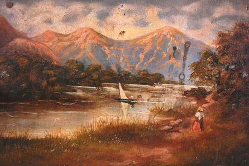 Oil board welsh mountain - on,