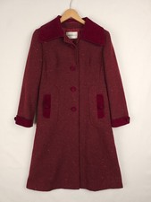 Vintage Windsmoor Womens Overcoat UK14 Red Burgundy Wool Mix
