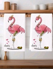 Pink Flamingo Tea Towels Dish