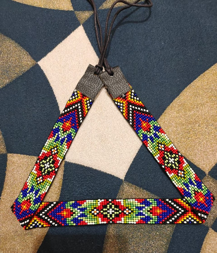 Beaded hat band geometric - band,