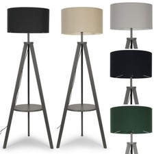 Wooden tripod shelf floor lamp - tripod,