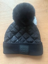 BOYS RIVER ISLAND BLACK MINI RI MONOGRAM BEANIE HAT RRP £10 SIZE 1-5 YRS*NEW*