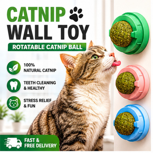 Catnip wall toys rotatable - wall,