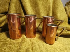 Vintage Brass And Copper Measuring Cup Set, Old.