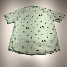 Carbon Button Shirt Mens Large Camper Lighthouse Island Surf Board Cactus Green