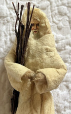 Rare Antique Father Christmas Belsnickle. Cotton Wool batting, Wafer/Scrap Face.
