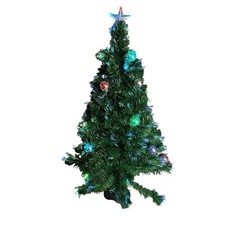 Festive Tree Collection Green Fibre Optic Tree 4ft Multicoloured LED Baubles