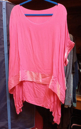 Ladies cerise pink layered - pink, top
