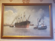 2 x Keith Byass Oil Paintings “Holder” (02) “Tug Boat in Port” (08) Signed